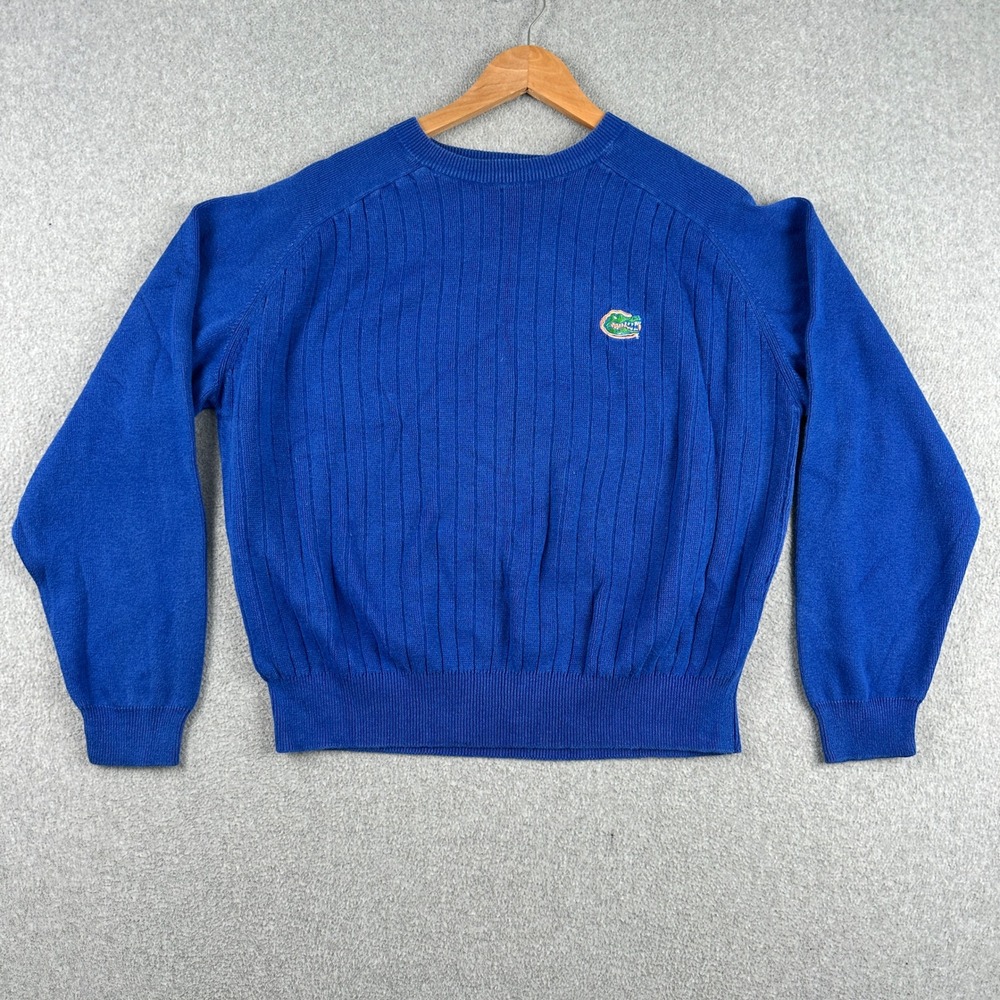 Crable Sportswear Sweater Mens L Blue Florida Gators‎ Crewneck Ribbed Knit Ramie
